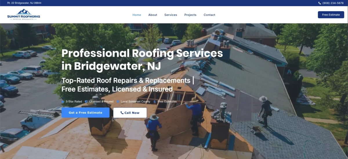 Summit RoofWorks roofing website concept build in WordPress and Elementor