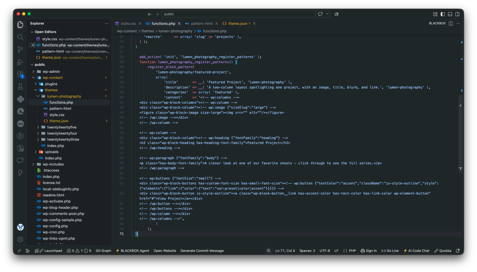 Lumen Photography VS Code screenshot