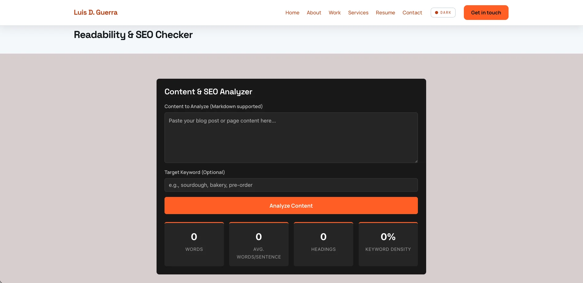 Readability & SEO Checker App screenshot